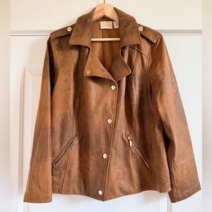 Chico's Tan Faux Leather Jacket